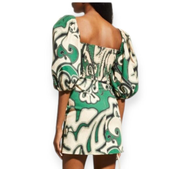 Revolve Alexis Iana Printed Puff Sleeve Dress Dress in Maldive Green size S NWT - Picture 7 of 15
